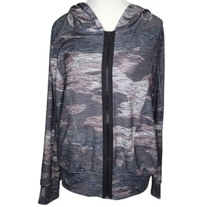 Terez Stylish Camouflage Zip-Up Hoodie Size Medium